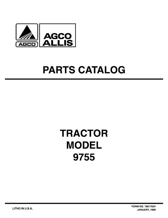 AGCO 9755 Tractor Parts Book 79017624 English