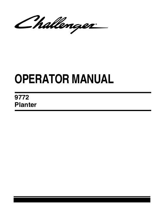 AGCO 9772 Planter Operator Manual 700745769A English