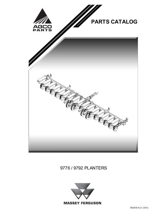 AGCO 9776 9792 Planter Parts Book 79036431A English