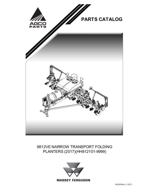 AGCO 9812VE Planter (vacuum seed meters, electric drive) Parts Book 652057NAA English