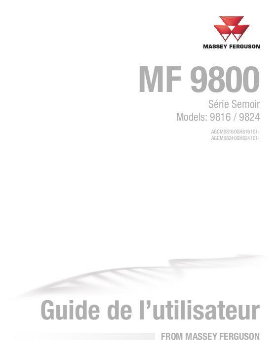 AGCO 9816 9824 Planter Operator Manual 700745883B French 1 AGCO 9816 9824 Planter Operator Manual 700745883B French