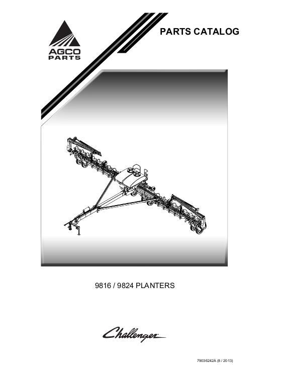AGCO 9816 9824 Planter Parts Book 79036242A English