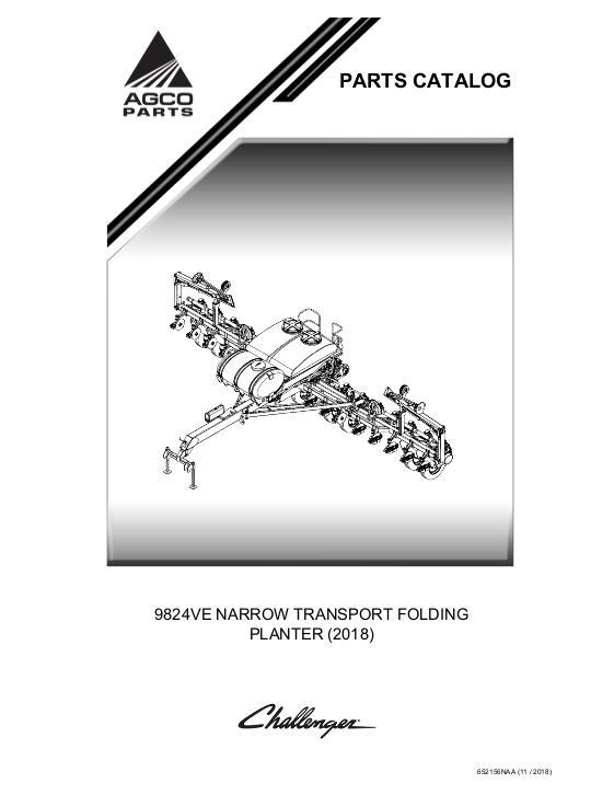 AGCO 9824VE Planter (eff 2018, eff sn JZ824101) Parts Book 652156A English