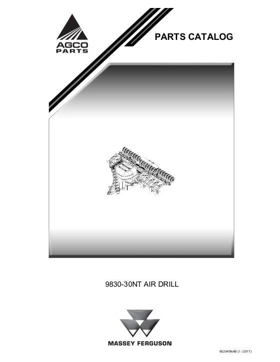 AGCO 9830 NT Grain Drill (narrow transport, 30ft) Parts Book 652040NAB English