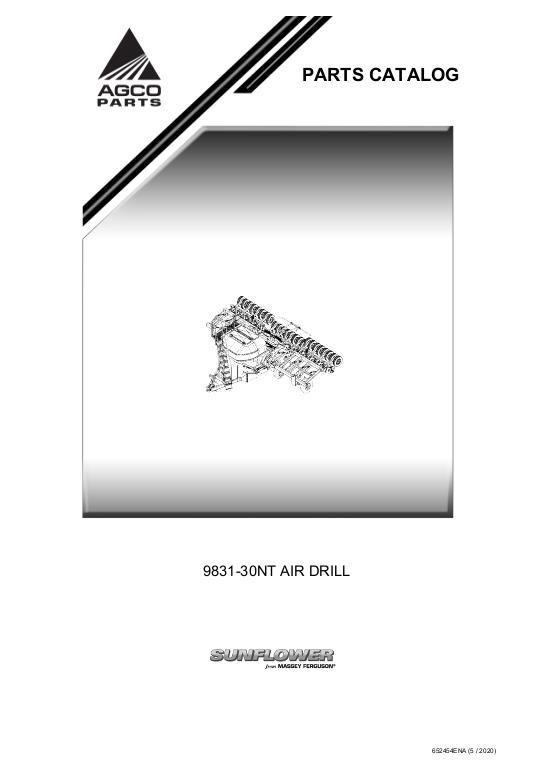 AGCO 9831 NT Grain Drill (narrow transport) Parts Book 652454A English