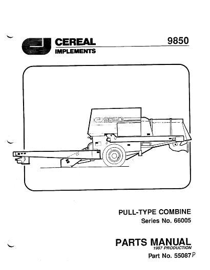 AGCO 9850 PT Combine (Cereal) 64005 Parts Book 55087P English