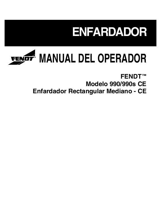 AGCO 990 990S Baler (CE) Operator Manual 700730628C Spanish 1 AGCO 990 990S Baler (CE) Operator Manual 700730628C Spanish