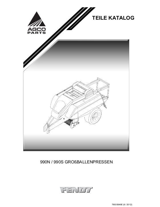 AGCO 990N 990S Baler (non CE) Parts Book 79035649E German