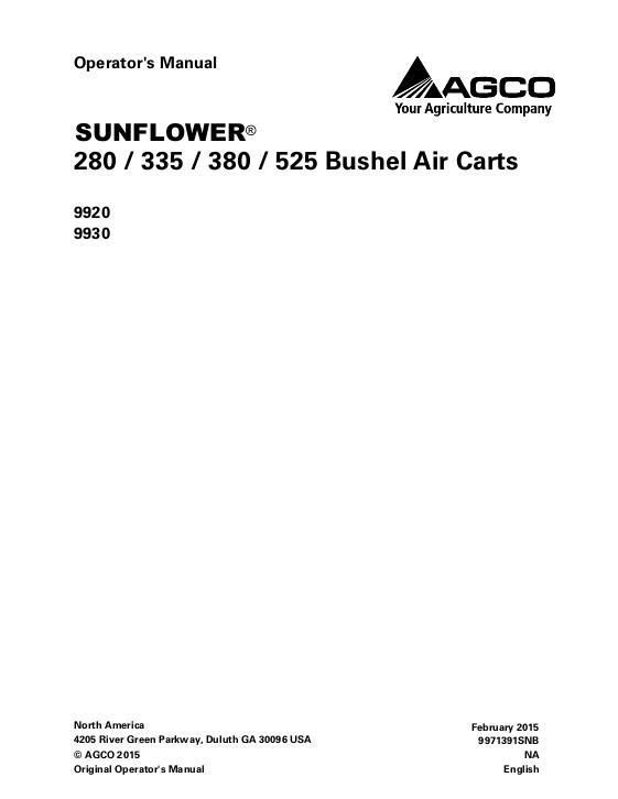AGCO 9920 9930 Air Seed Cart Operator Manual 9971391SNB English 1 AGCO 9920 9930 Air Seed Cart Operator Manual 9971391SNB English
