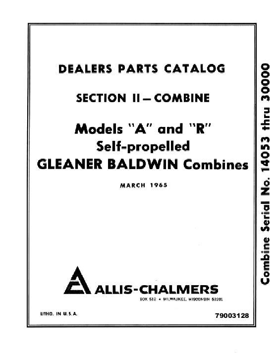 AGCO A R Combine (eff sn 14054) Parts Book 79003128 English