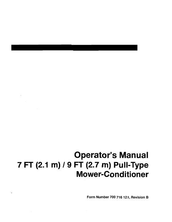 AGCO A1110 A1120 Mower Conditioner (1997-98, export) Operator Manual 700716121B English 1 AGCO A1110 A1120 Mower Conditioner (1997-98, export) Operator Manual 700716121B English