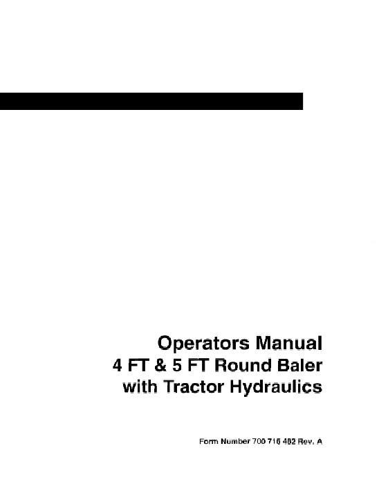 AGCO A565A Round Baler (1998, export) Operator Manual 700716482A English 1 AGCO A565A Round Baler (1998, export) Operator Manual 700716482A English