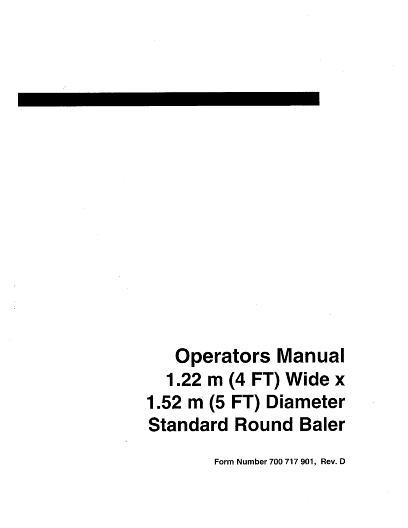 AGCO A845 Round Baler (4 x 5 ft) Operator Manual 700717901D English 1 AGCO A845 Round Baler (4 x 5 ft) Operator Manual 700717901D English