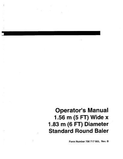 AGCO A856 Round Baler (Class 3) (5 x 6 ft) Operator Manual 700717905B English 1 AGCO A856 Round Baler (Class 3) (5 x 6 ft) Operator Manual 700717905B English