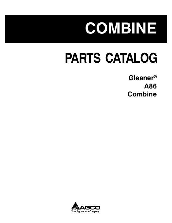 AGCO A86 Combine Parts Book 79032834D English