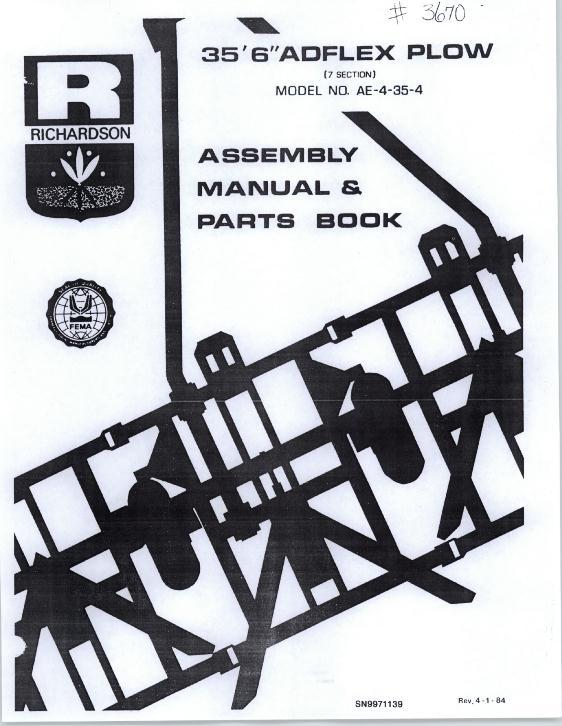 AGCO AE-4-35-4 Adflex Blade Plow (7 section, 35 ft 6 in) Operator Manual SN9971139 English 1 AGCO AE-4-35-4 Adflex Blade Plow (7 section, 35 ft 6 in) Operator Manual SN9971139 English