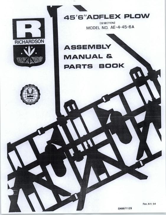 AGCO AE-4-45-6A Adflex Blade Plow (9 section, 45 ft 6 inch) Operator Manual SN9971129 English