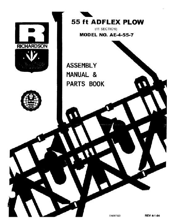 AGCO AE-4-55-7 Adflex Blade Plow (11 Section, 55 ft) Operator Manual SN997623 English 1 AGCO AE-4-55-7 Adflex Blade Plow (11 Section, 55 ft) Operator Manual SN997623 English