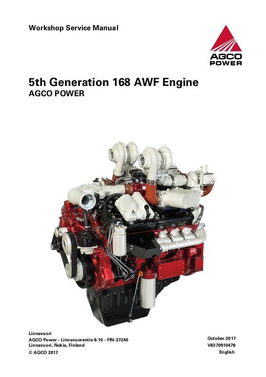 AGCO AGCO Power Sisu 5th Generation 168 WF AWF Engine (tier 2 & up) Service Manual V837091047B English