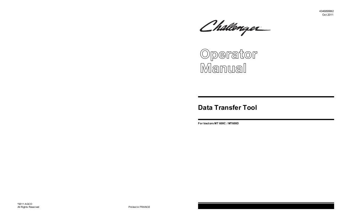 AGCO AGCO Tractor Data Transfer Tool (ADTT) Operator Manual 4346899M2 English 1 AGCO AGCO Tractor Data Transfer Tool (ADTT) Operator Manual 4346899M2 English