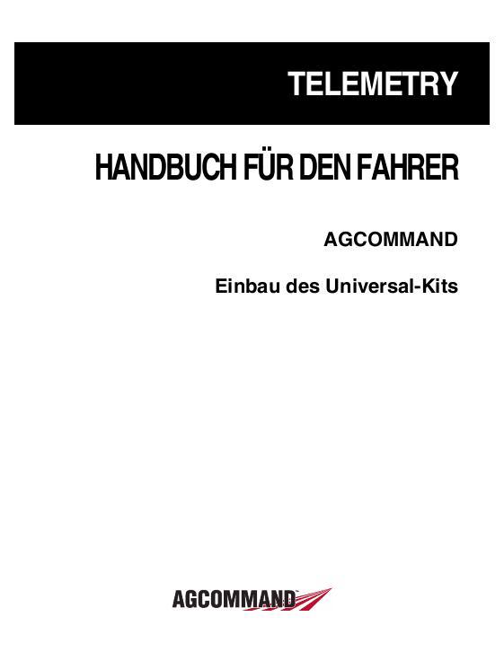 AGCO AGCOMMAND Telemetry (Universal Kit) Operator Manual 72571522D German