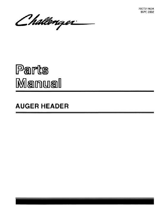 AGCO AH Auger Header Parts Book 700721162A English