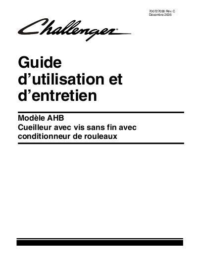 AGCO AHB Auger Header Operator Manual 700727038C French 1 AGCO AHB Auger Header Operator Manual 700727038C French