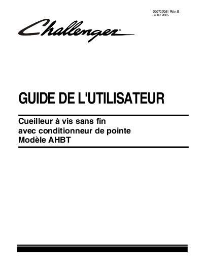 AGCO AHBT Series Auger Header Operator Manual 700727051B French 1 AGCO AHBT Series Auger Header Operator Manual 700727051B French