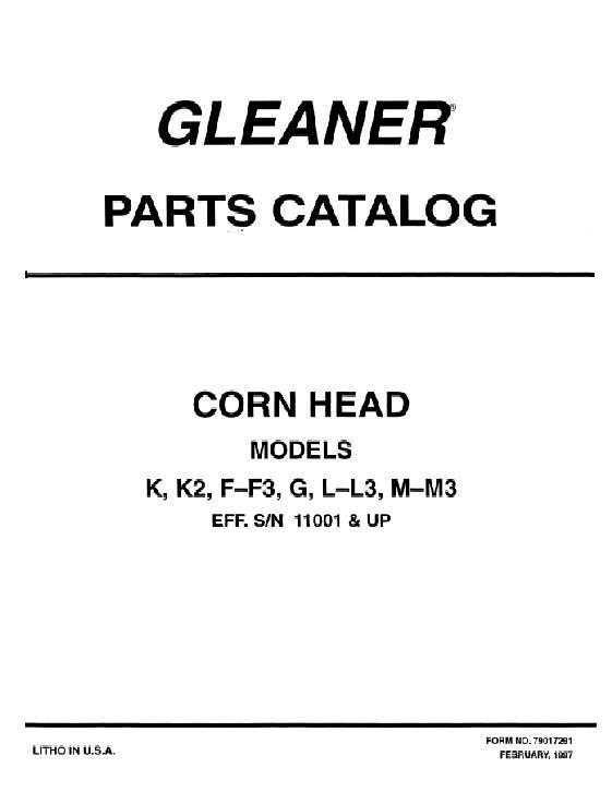 AGCO Adjustable Corn Head (2 row 38 thru 8 row 30, sn 10001-13000) Parts Book 79017291 English