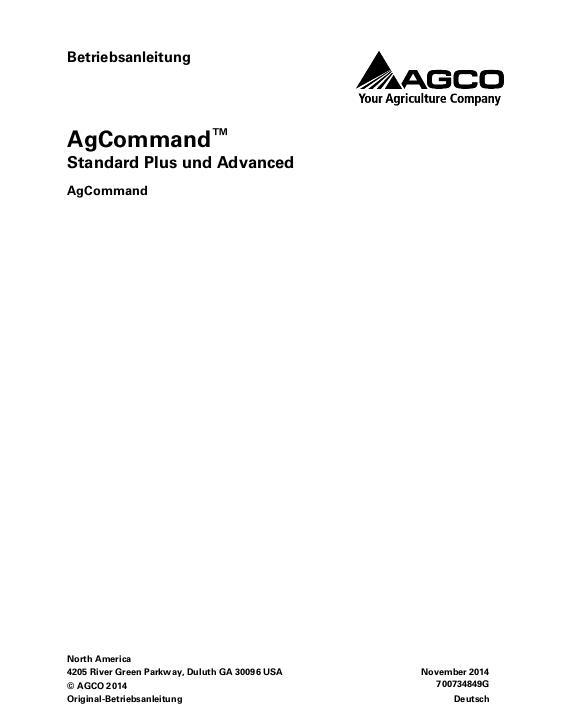 AGCO AgCommand - Telemetry Standard Plus and Advanced Operator Manual 700734850G Portuguese 1 AGCO AgCommand - Telemetry Standard Plus and Advanced Operator Manual 700734850G Portuguese