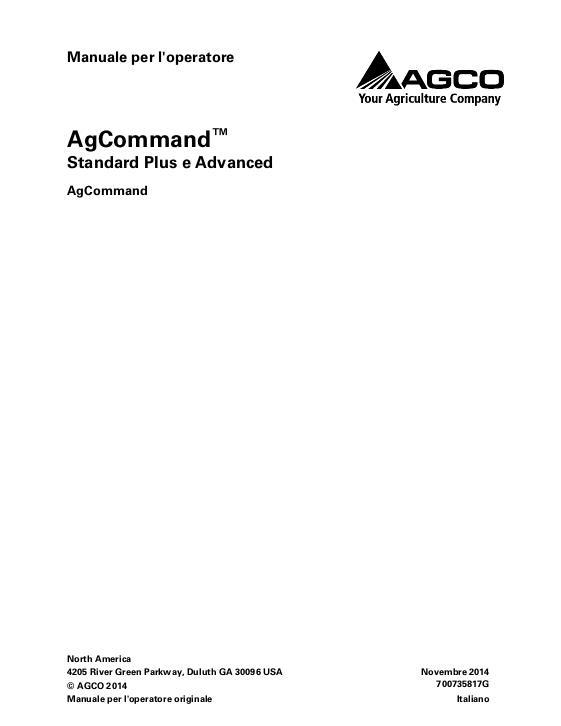 AGCO AgCommand - Telemetry Standard Plus and Advanced Operator Manual 700735818G Norwegian 1 AGCO AgCommand - Telemetry Standard Plus and Advanced Operator Manual 700735818G Norwegian