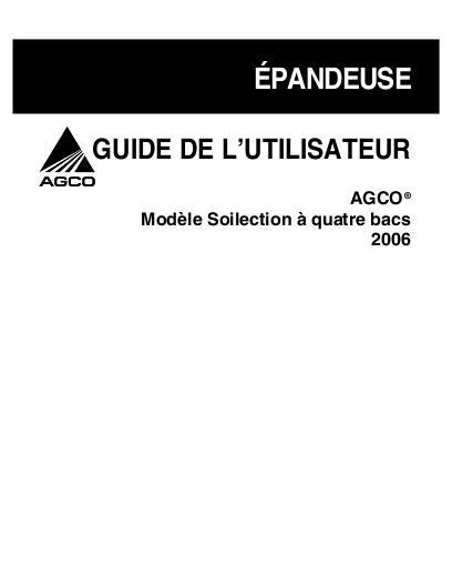 AGCO Air Spreader Soilection 2006 Operator Manual AG330630 French
