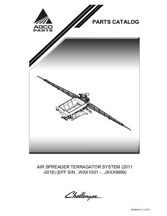 AGCO Air Spreader TerraGator (system, eff sn Wxx1001, 2011) Parts Book 558894D1G English