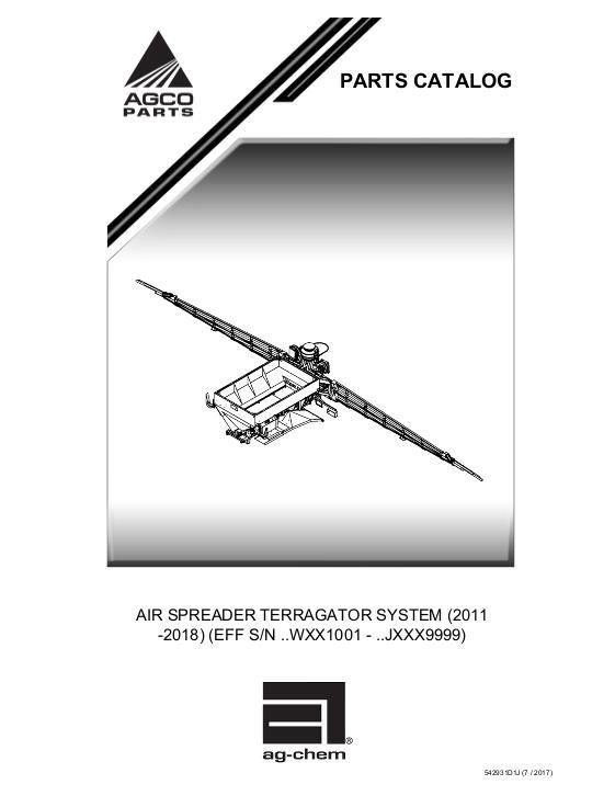 AGCO Air Spreader TerraGator (system, eff sn Wxxx1001, 2011) Parts Book 542931D1J English