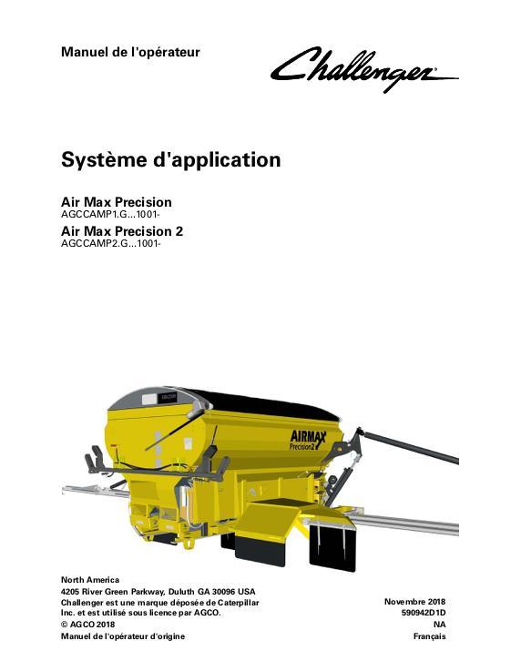 AGCO AirMax Precision Precision 2 (system, eff Gxxx1001) Operator Manual 590942D1D French 1 AGCO AirMax Precision Precision 2 (system, eff Gxxx1001) Operator Manual 590942D1D French