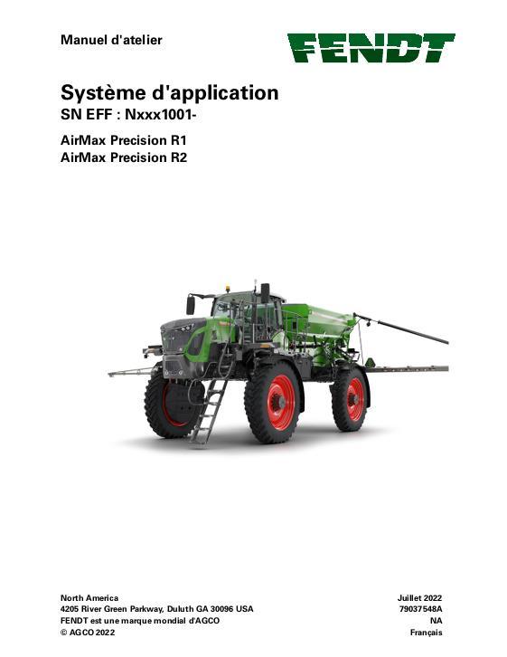 AGCO AirMax Precision R1 Precision R2 (system) (packet) Service Manual 79037548A French
