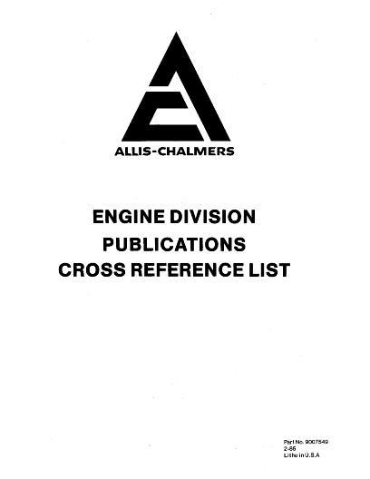 AGCO Allis Chalmers Engine Division Cross Reference List Parts Book 79007549 English