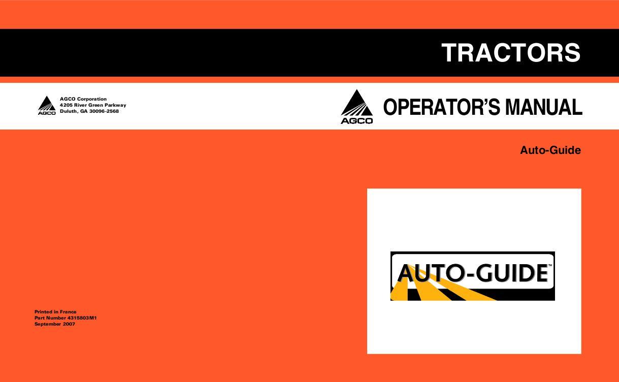 AGCO Auto-Guidance Operator Manual 4315803M1 English 1 AGCO Auto-Guidance Operator Manual 4315803M1 English