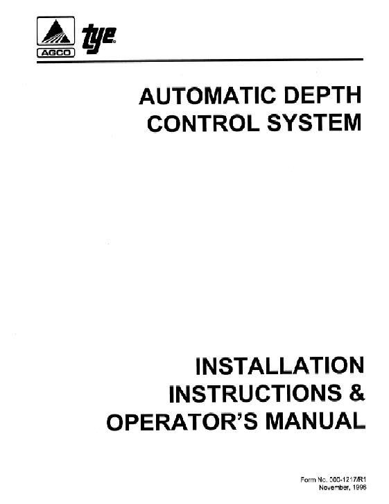 AGCO Automatic Depth Control (grain drill, 1996) Parts Book 000-1217R1 English