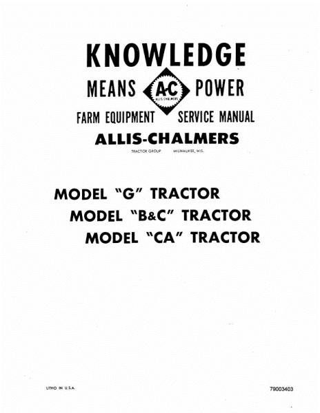 AGCO B C CA G Tractor Service Manual 79003403 English
