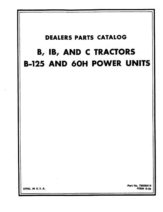 AGCO B IB C Tractor, B-125 60H Power Unit Parts Book 79009414 English