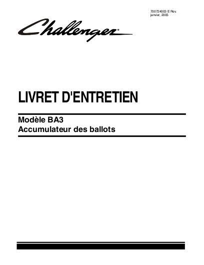 AGCO BA3 Bale Accumulator Operator Manual 700724003E French 1 AGCO BA3 Bale Accumulator Operator Manual 700724003E French
