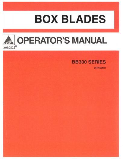AGCO BB348 BB360 BB372 BB384 Box Blade Operator Manual 3643653M91 English 1 AGCO BB348 BB360 BB372 BB384 Box Blade Operator Manual 3643653M91 English