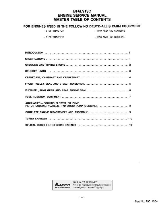 AGCO BF6L913C 913 Engine (air cooled engine) (section) Service Manual 79014504 English