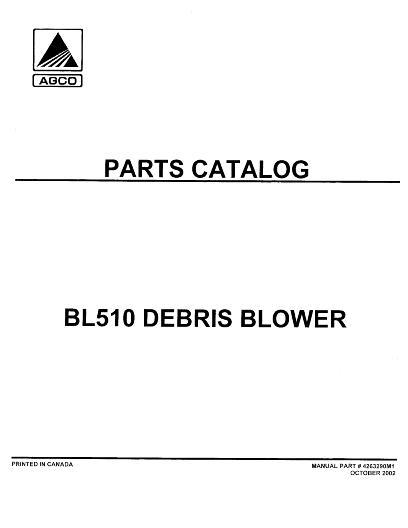 AGCO BL510 Debris Blower Parts Book 4263290M1 English