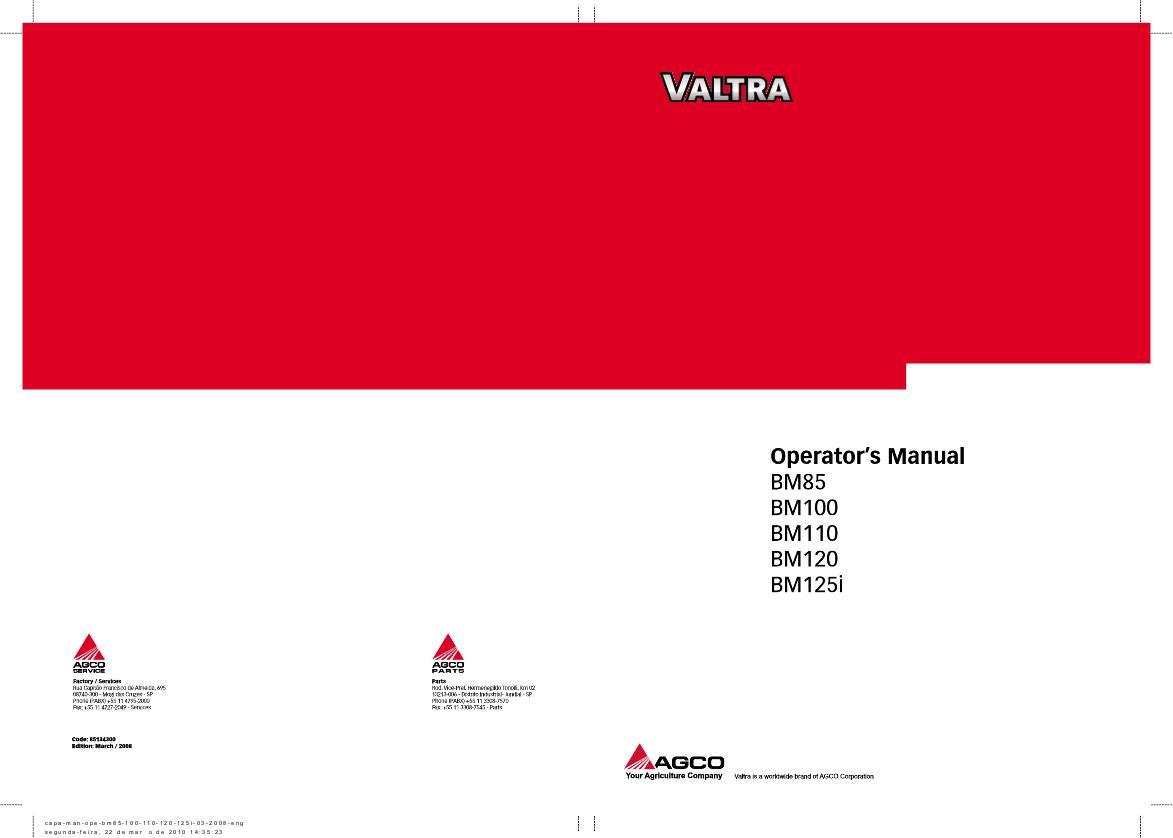 AGCO BM85 BM100 BM110 BM120 BM125i Tractor Operator Manual V81923300 English 1 AGCO BM85 BM100 BM110 BM120 BM125i Tractor Operator Manual V81923300 English