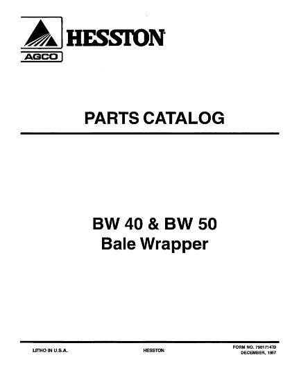 AGCO BW40 BW50 Bale Wrapper (Mini Wrap) (1996) Parts Book 79017147B English