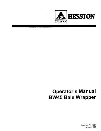 AGCO BW45 Bale Wrapper (Mini Wrap) (1996) Operator Manual 79017324 English 1 AGCO BW45 Bale Wrapper (Mini Wrap) (1996) Operator Manual 79017324 English