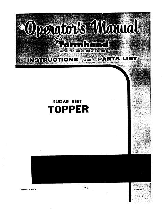 AGCO Beet Topper (1957) Operator Manual FS195957 English 1 AGCO Beet Topper (1957) Operator Manual FS195957 English