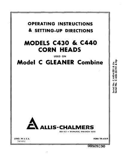 AGCO C430 C440 Corn Head Operator Manual 70828190 English 1 AGCO C430 C440 Corn Head Operator Manual 70828190 English